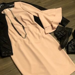 Calvin Klein blush dress ruffle sleeve